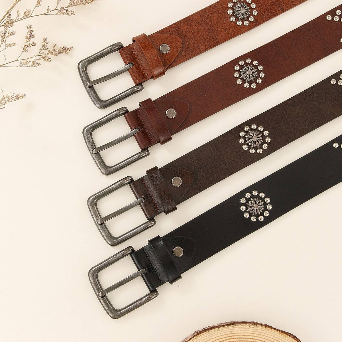 Retro Punk Studded Belt Western Cowboy Style_CWABE1225