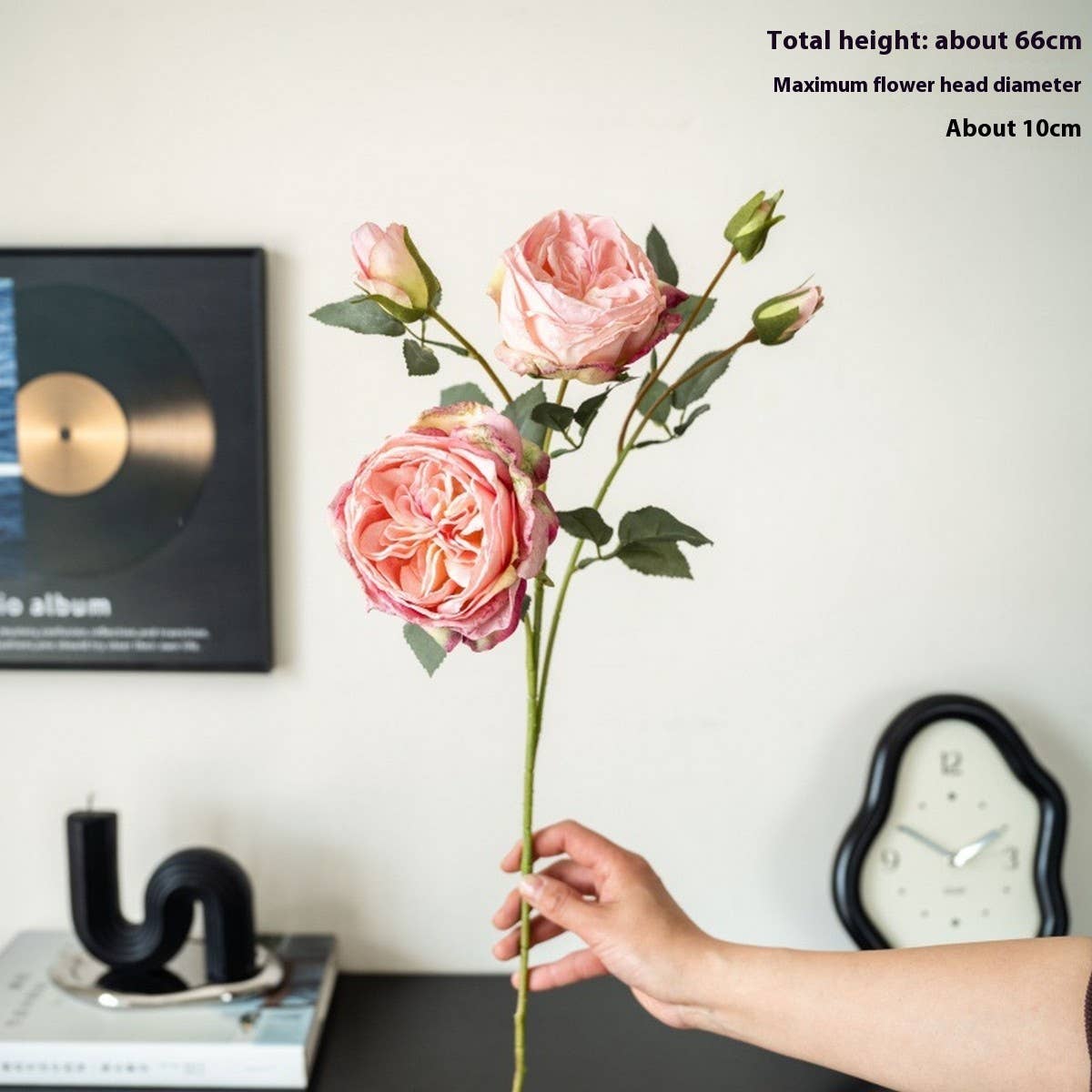 Multi-Head Burnt Edge Austin Rose Faux Bouquet