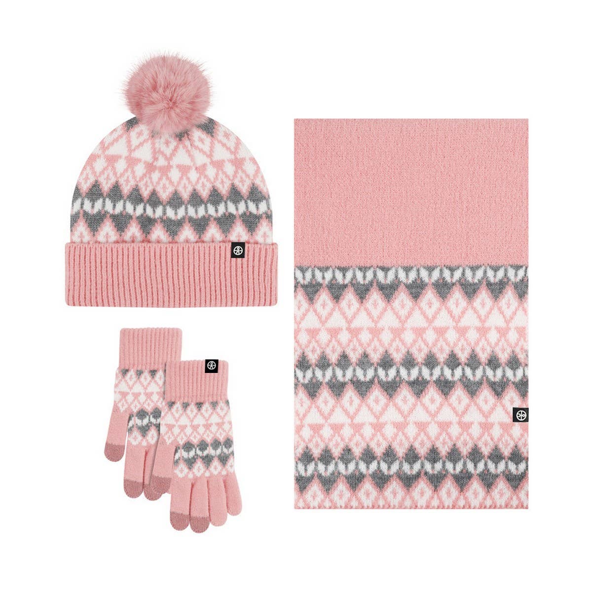 NEW KNITTED HAT, SCARF AND GLOVES THREE-PIECE SET