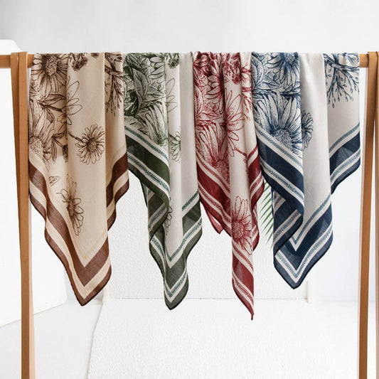 VERSATILE SHIRT RETRO PLANT PRINT SQUARE SCARF