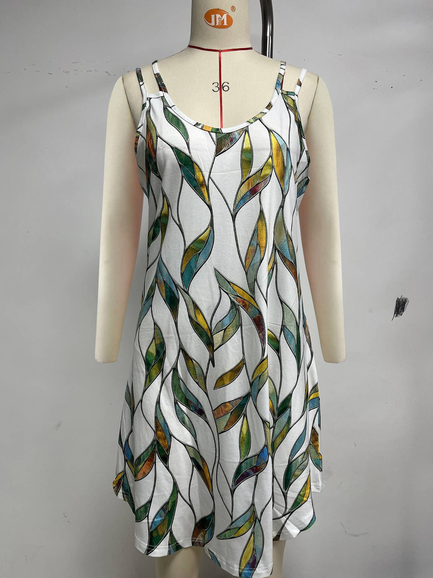 Sleeveless halter print short loose halter dress