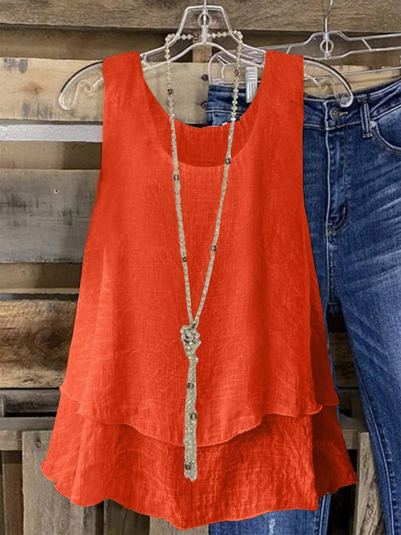 Top top halter sleeveless double cake tail tee