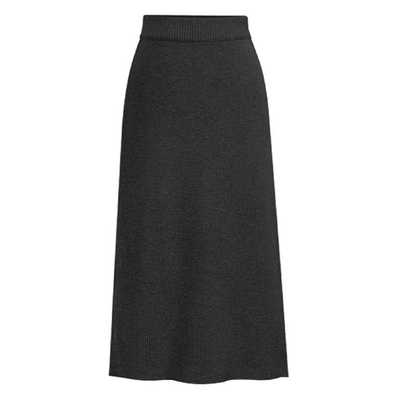 HIGH-WAISTED BACK SLIT SOLID-COLOR A-LINE SKIRT