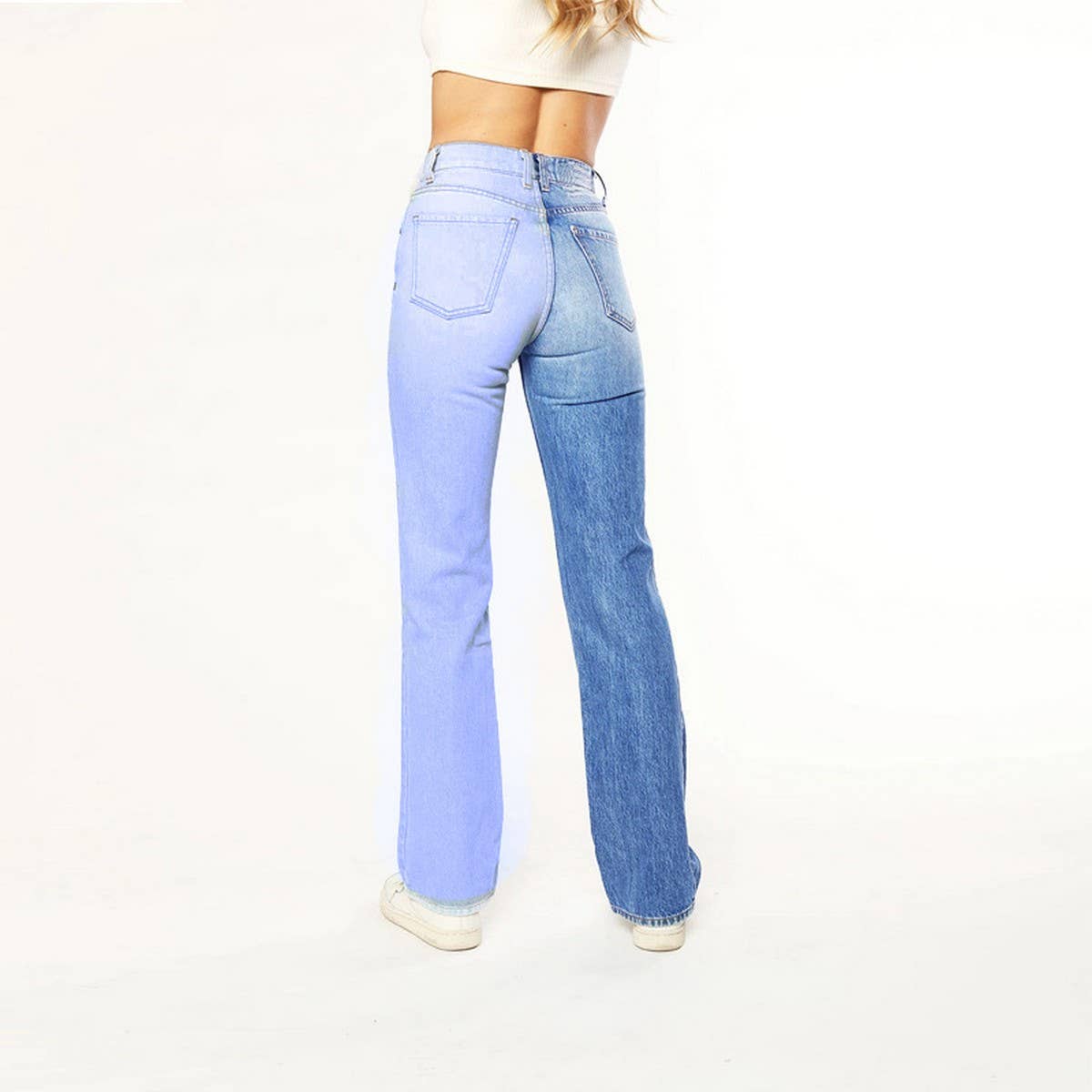 WOMENS FASHIONABLE SPLICING STRAIGHT LEG JEANS_CWJP0167