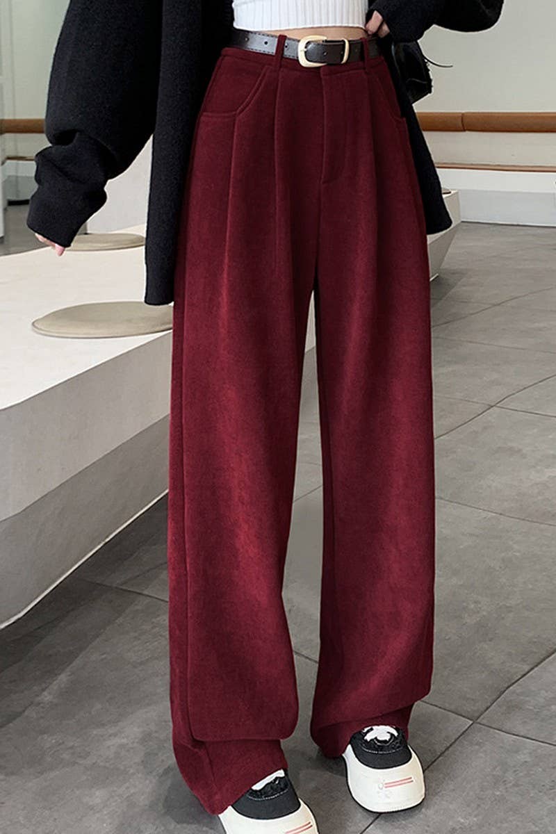 Straight leg high-waisted casual wide-leg pants