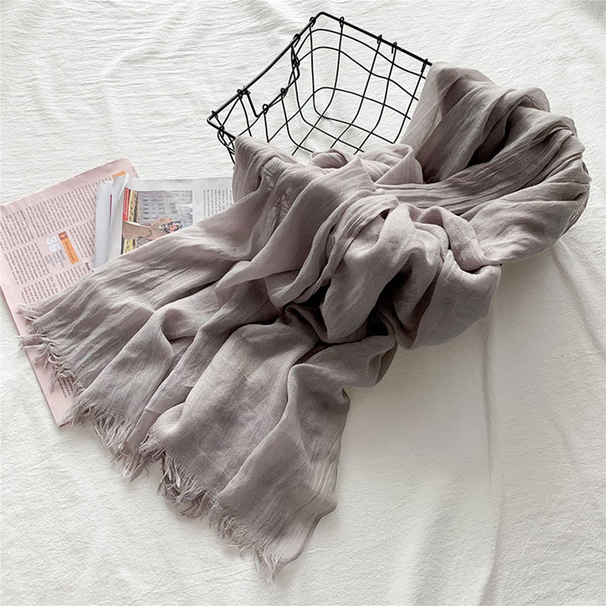 Cotton Linen Solid Color Beach Shawl Scarf