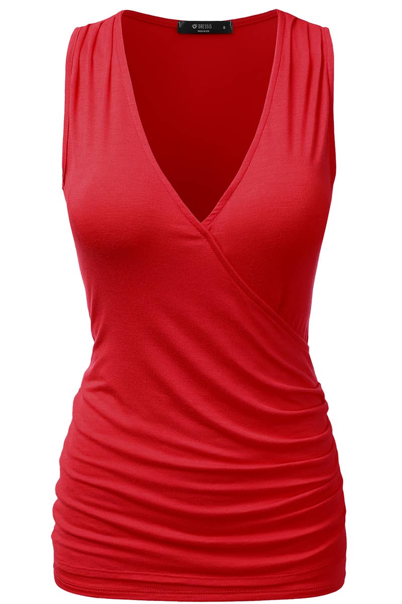 AWTTK624-1_Sleeveless Tank Tops Deep V-Neck Surplice Wrap