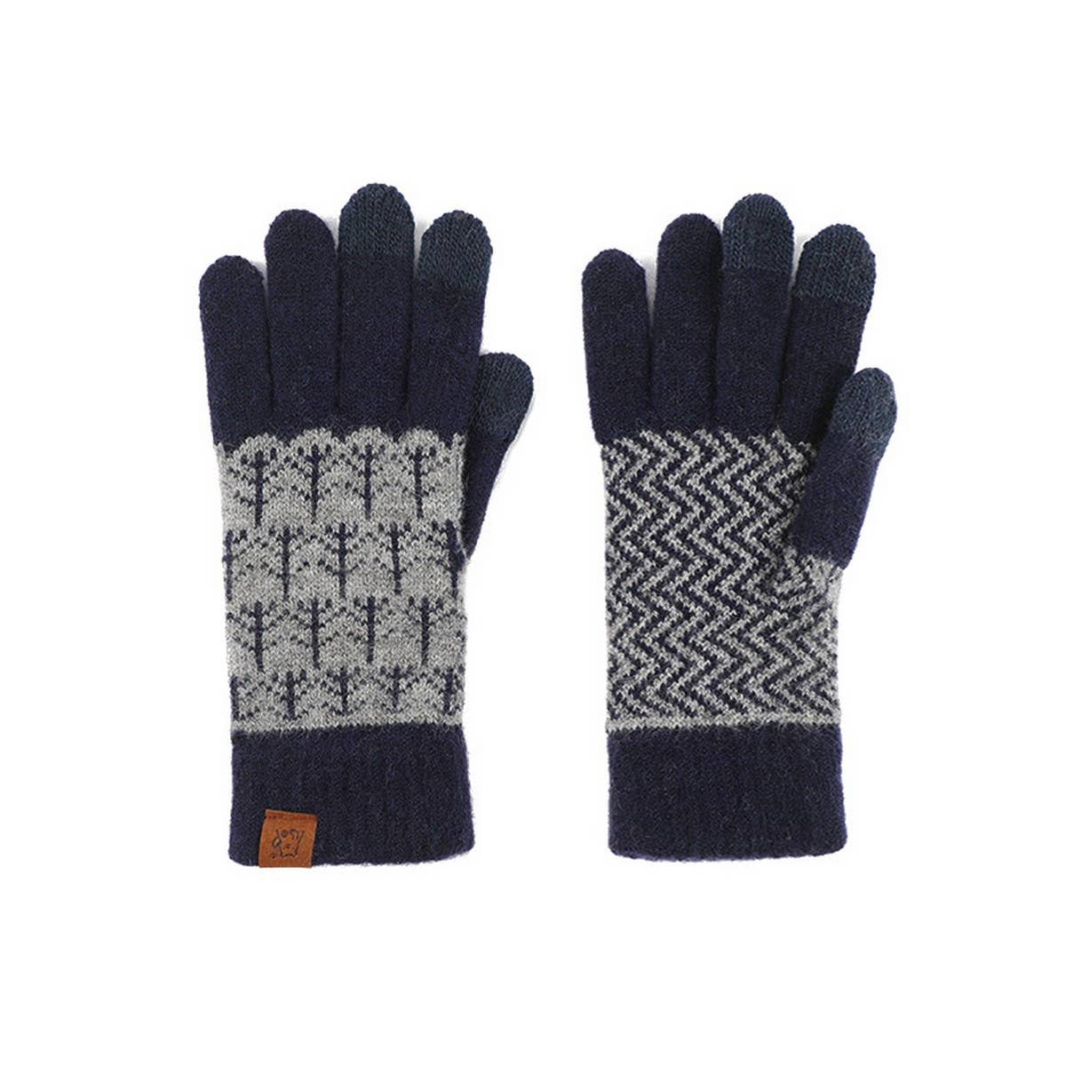 CONTRAST COLOR WOOL KNITTED JACQUARD WARM GLOVES