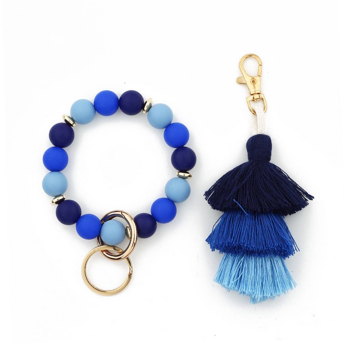 Women??¢s Tassel Silicone Bead Keychain Bracelet_CWAB5029