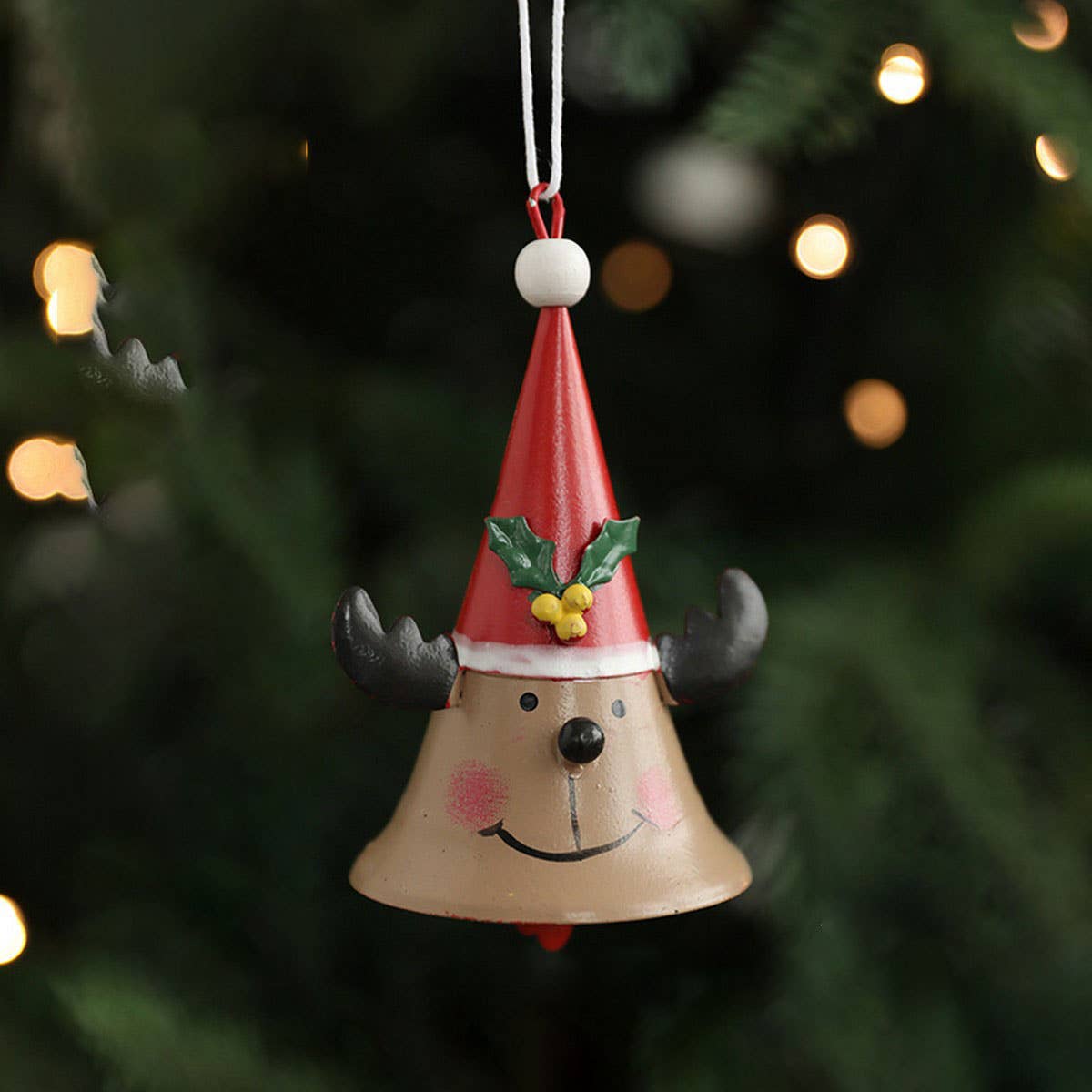 CWMM10371_CHRISTMAS SANTA IRON BELL PAINTED TREE ORNAMENTS