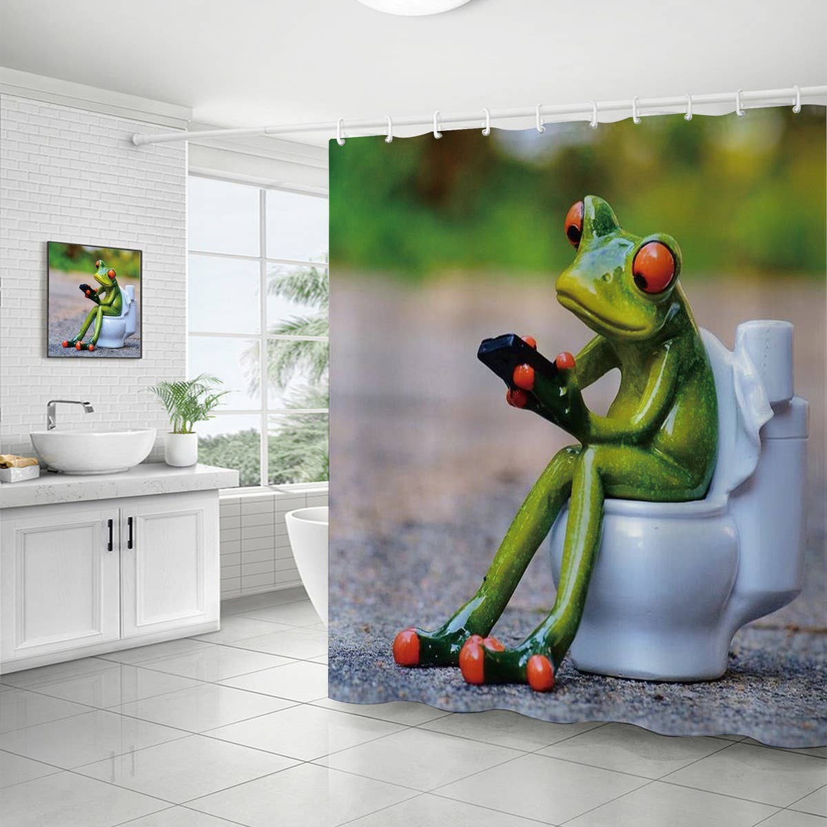 HOT SALE DIGITAL PRINTED FROG SHOWER CURTAIN