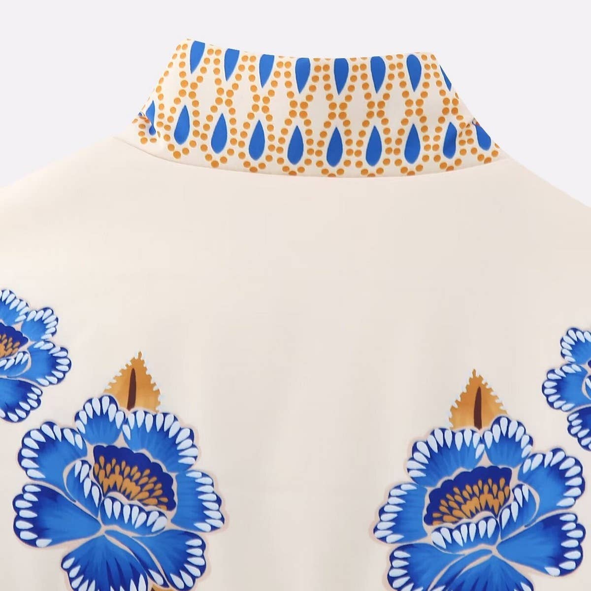 BLUE FLOWER PRINT ZIP-UP QUILTED JACKET_CWOJA1558