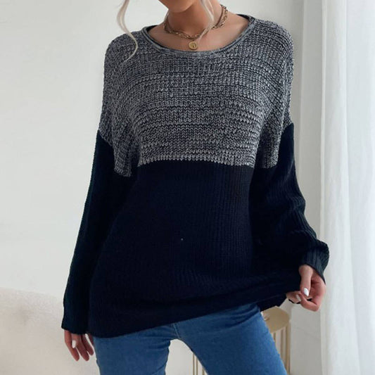 SLOUCHY SWEATER WITH CREW NECK MATCHING COLOR