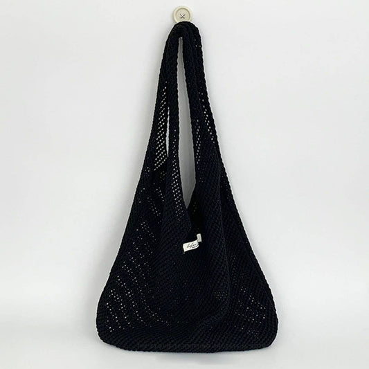 Hollowed-out beach laid-back style woven bag