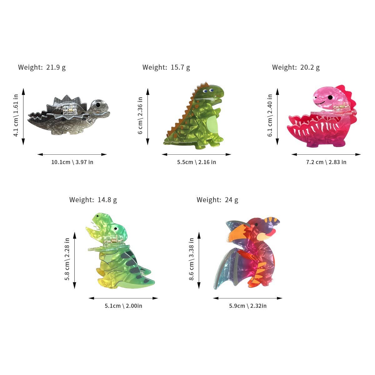 Acrylic Dinosaur Hair Claw - Cute Fun Shark Clip_CWAHA2072