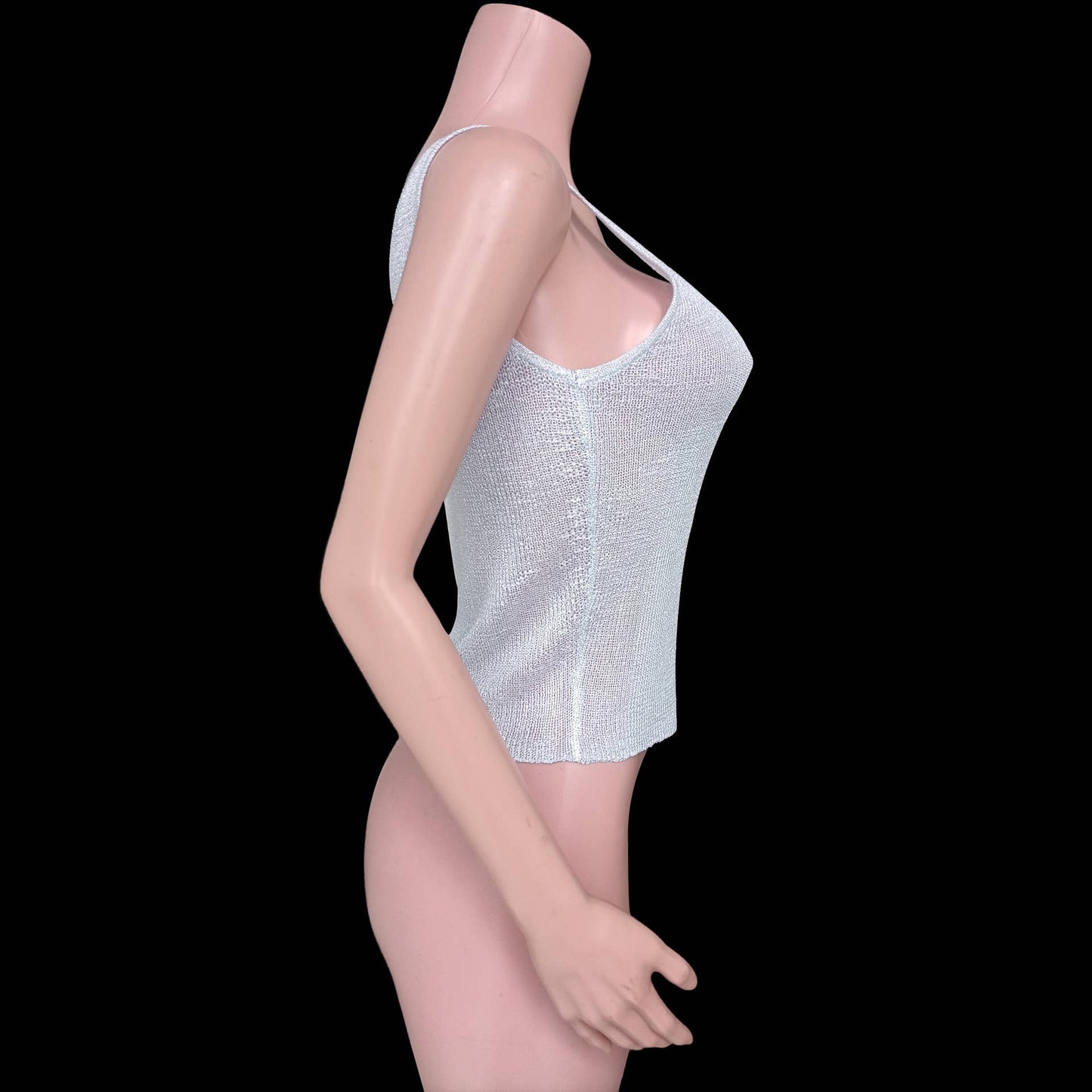 See-through slimming knitted shiny thread vest
