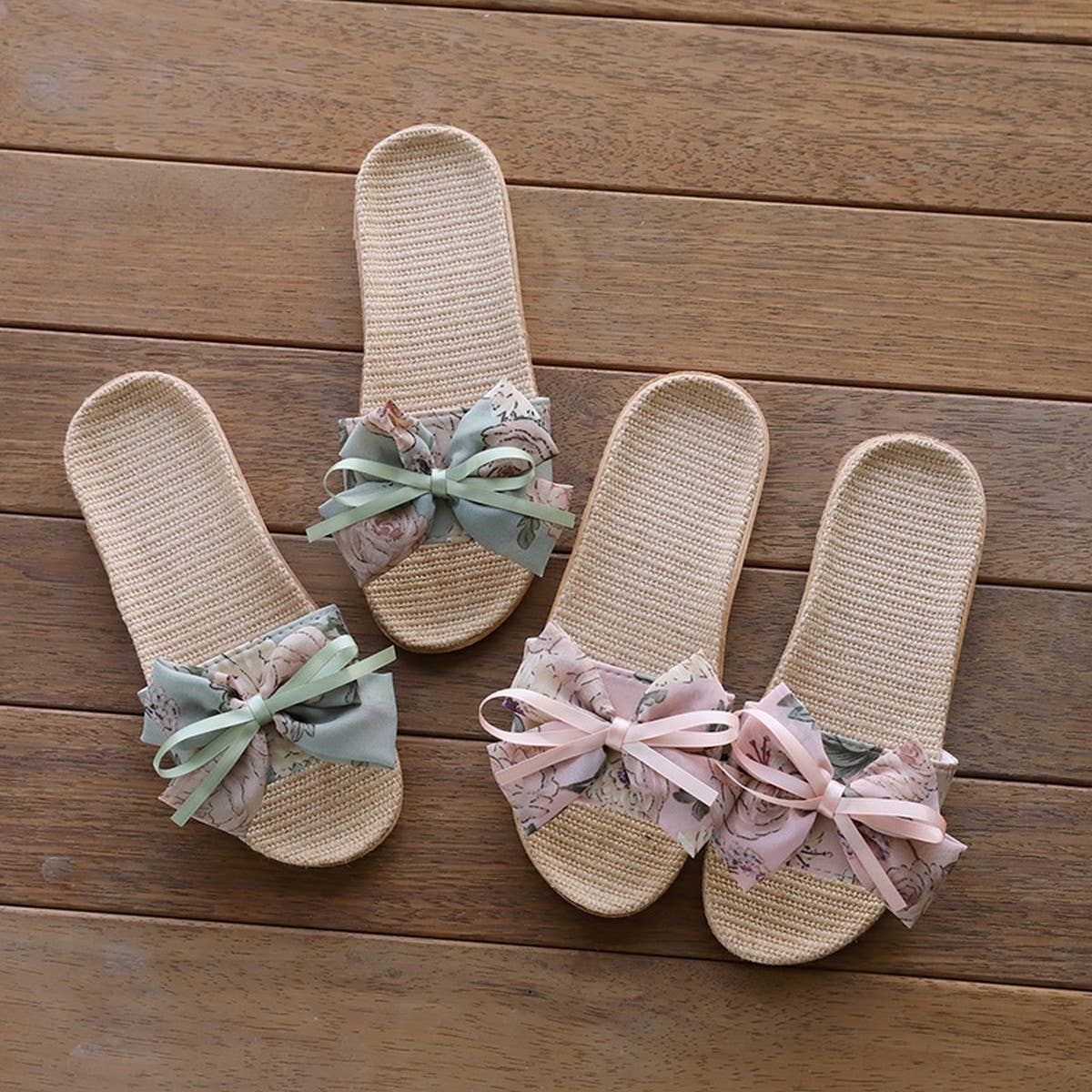 Linen House Slippers with Ink Wash Design