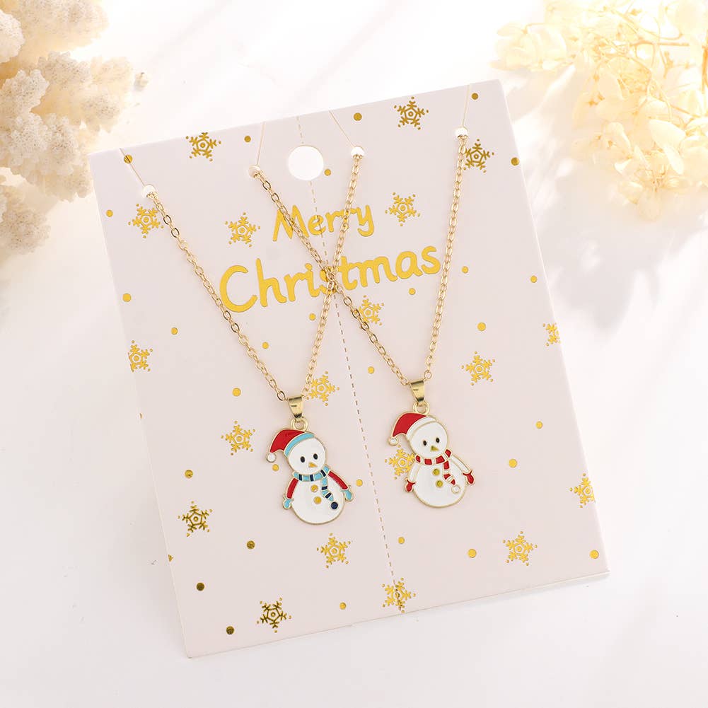 CHRISTMAS SNOWMAN CHRISTMAS TREE NECKLACE SET