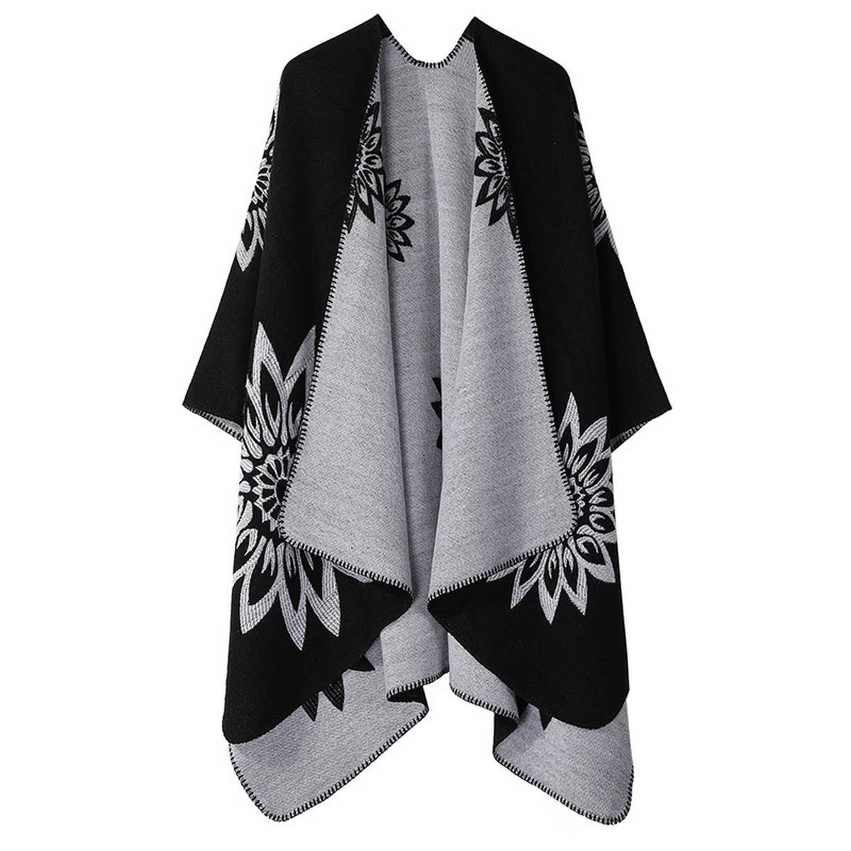 WARM SHAWL KNITTED DOUBLE-SIDED THICKENED CAPE