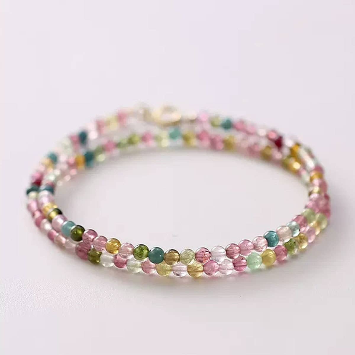 Double-layer fine rainbow tourmaline bracelet