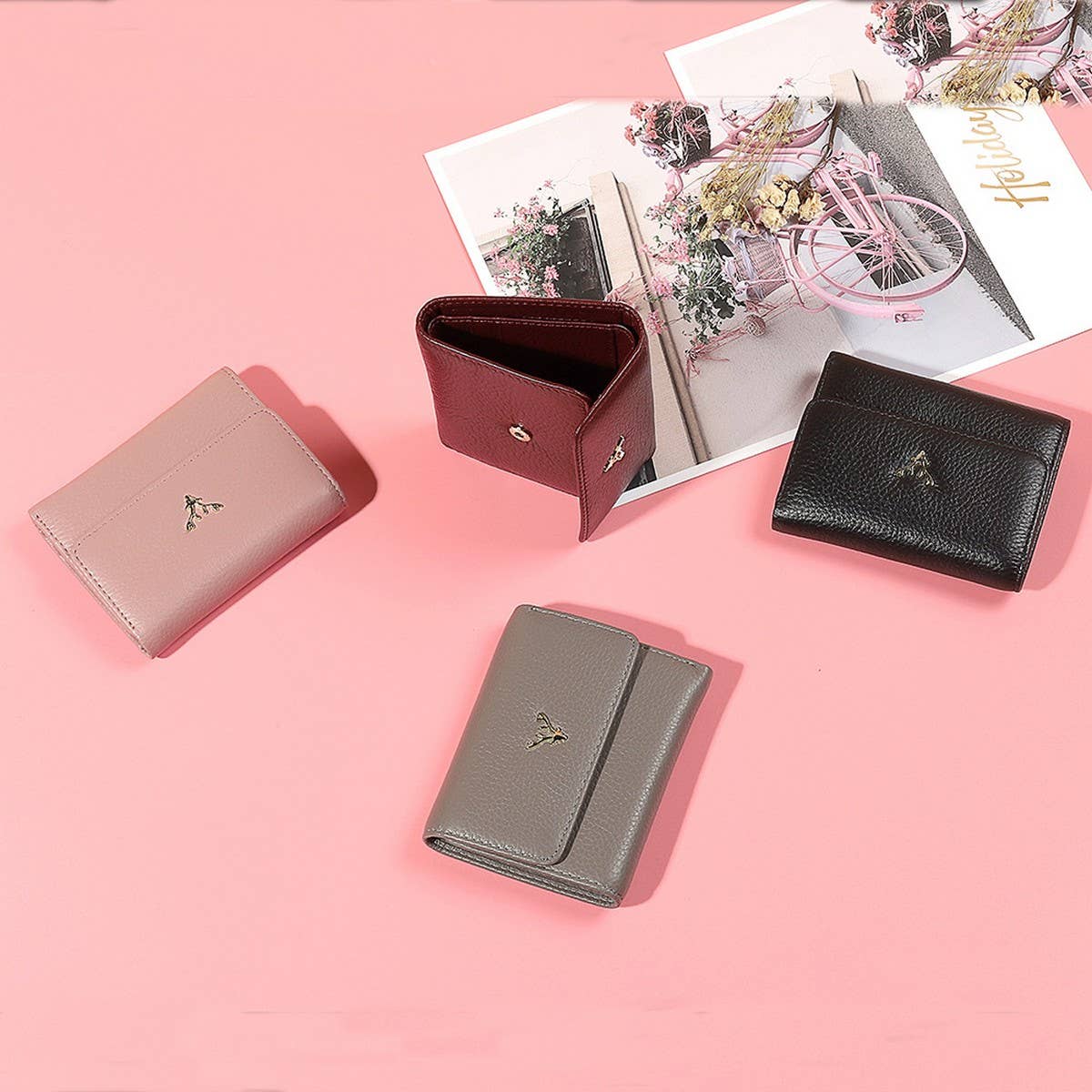 TOP LAYER COWHIDE SIMPLE FOLDING THINLEATHER WALLET_CWAB3823