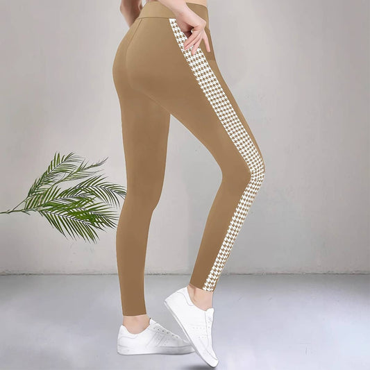 High-waisted stretch tight printed slacks