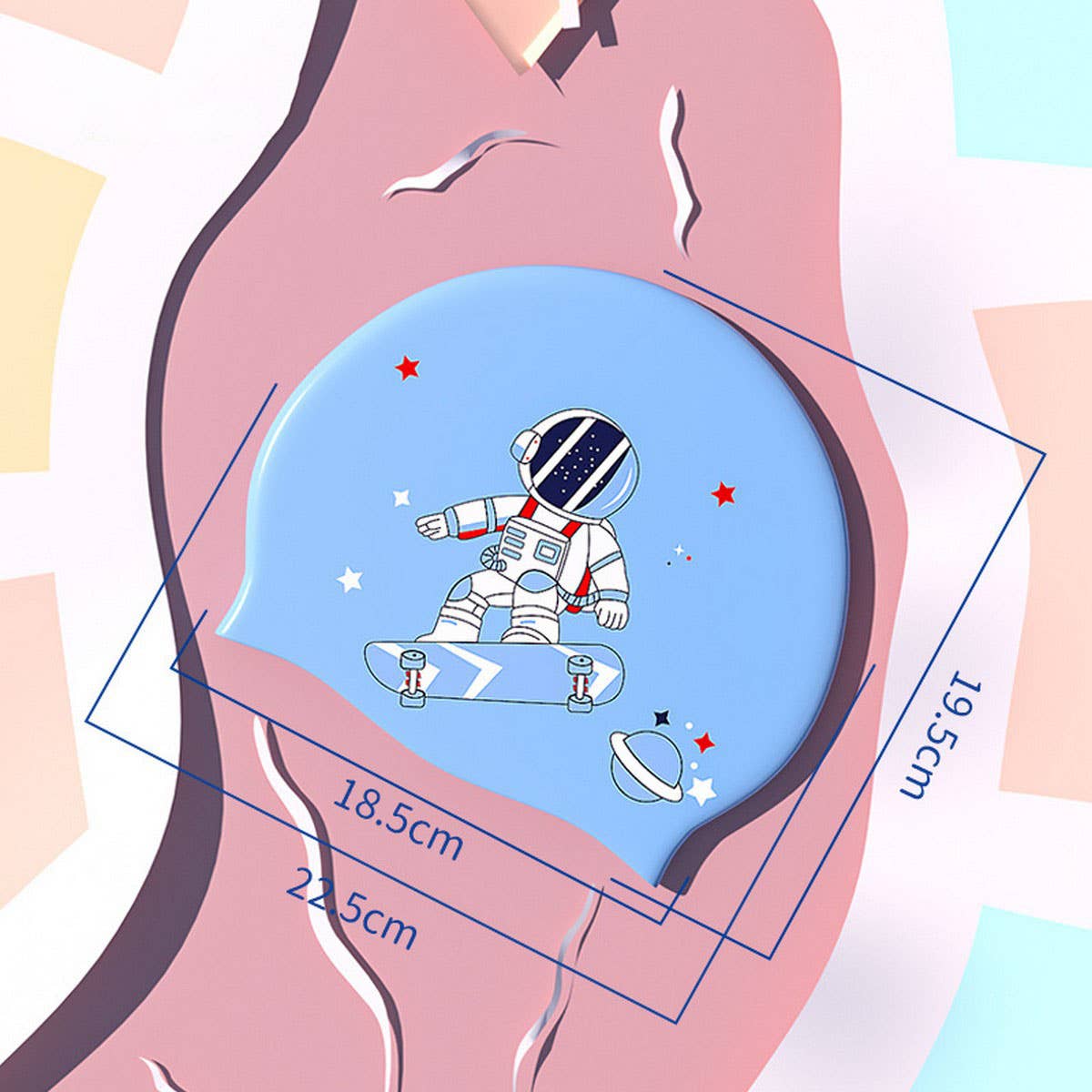 Boys' Silicone Swim Cap ??Astronaut Print_CWMM6783