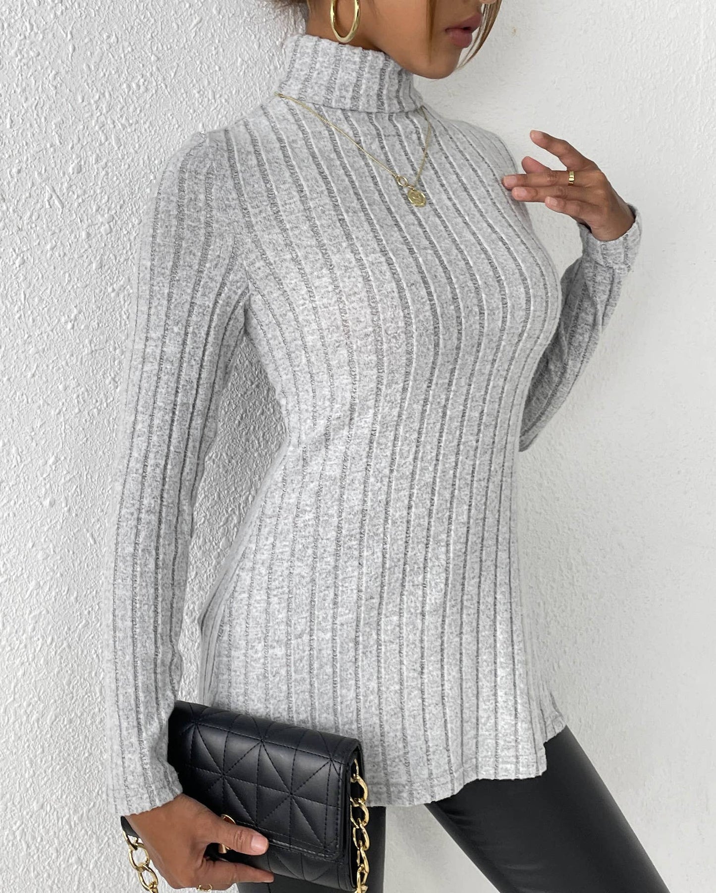 SLIM-FIT MID-LENGTH SWEATER SLIT PIT STRIPES