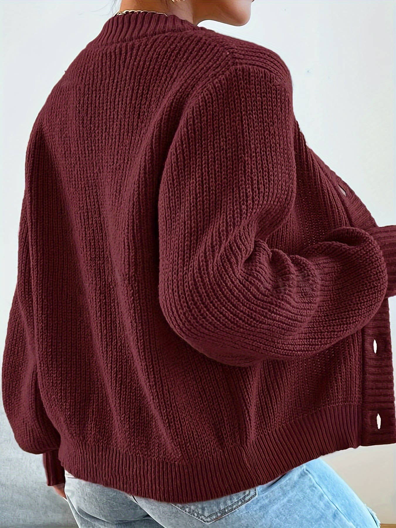 V-neck laid-back versatile knitted cardigan