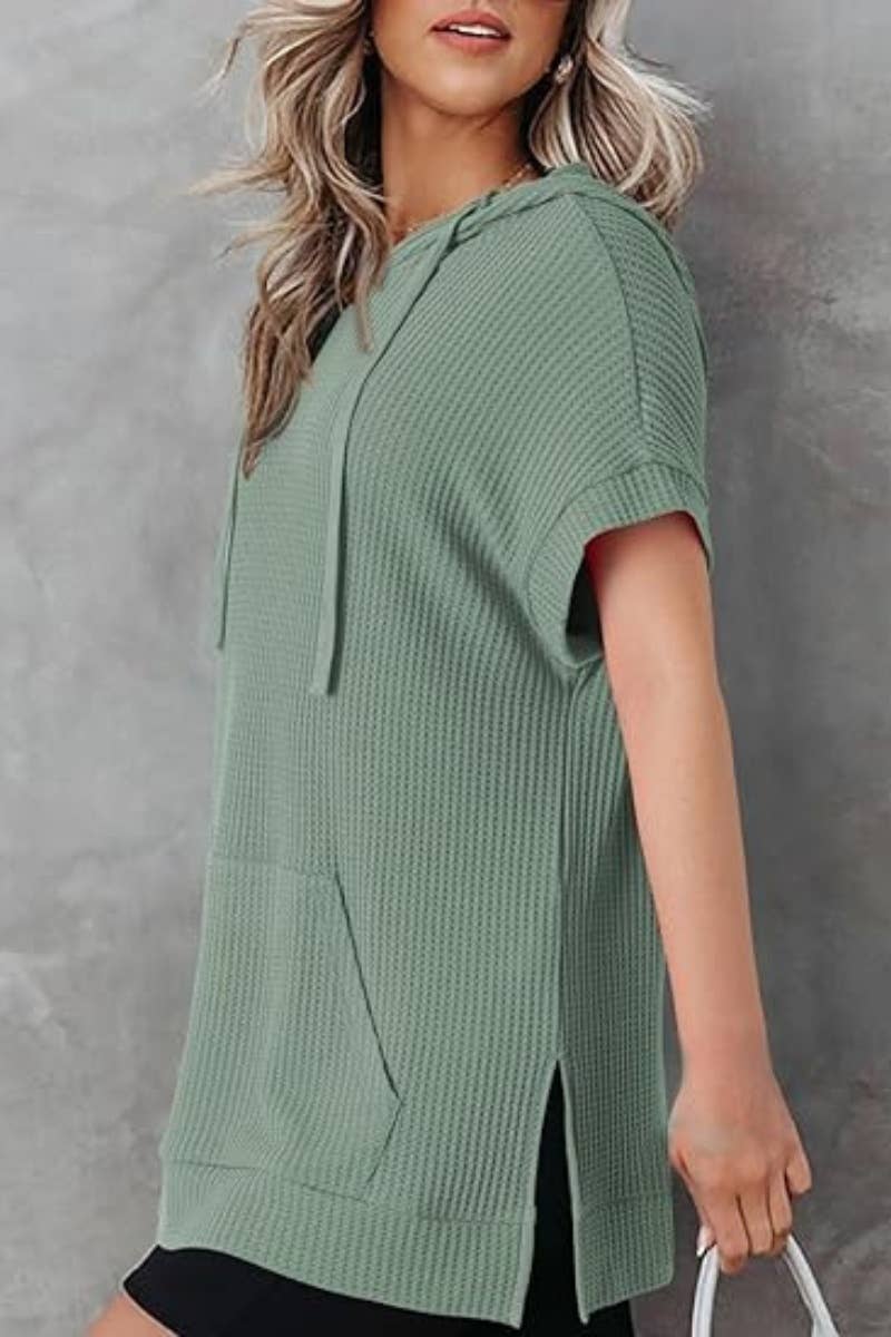 CWDSD4920_SUMMER DRAWSTRING HOODED DRESS SHORT