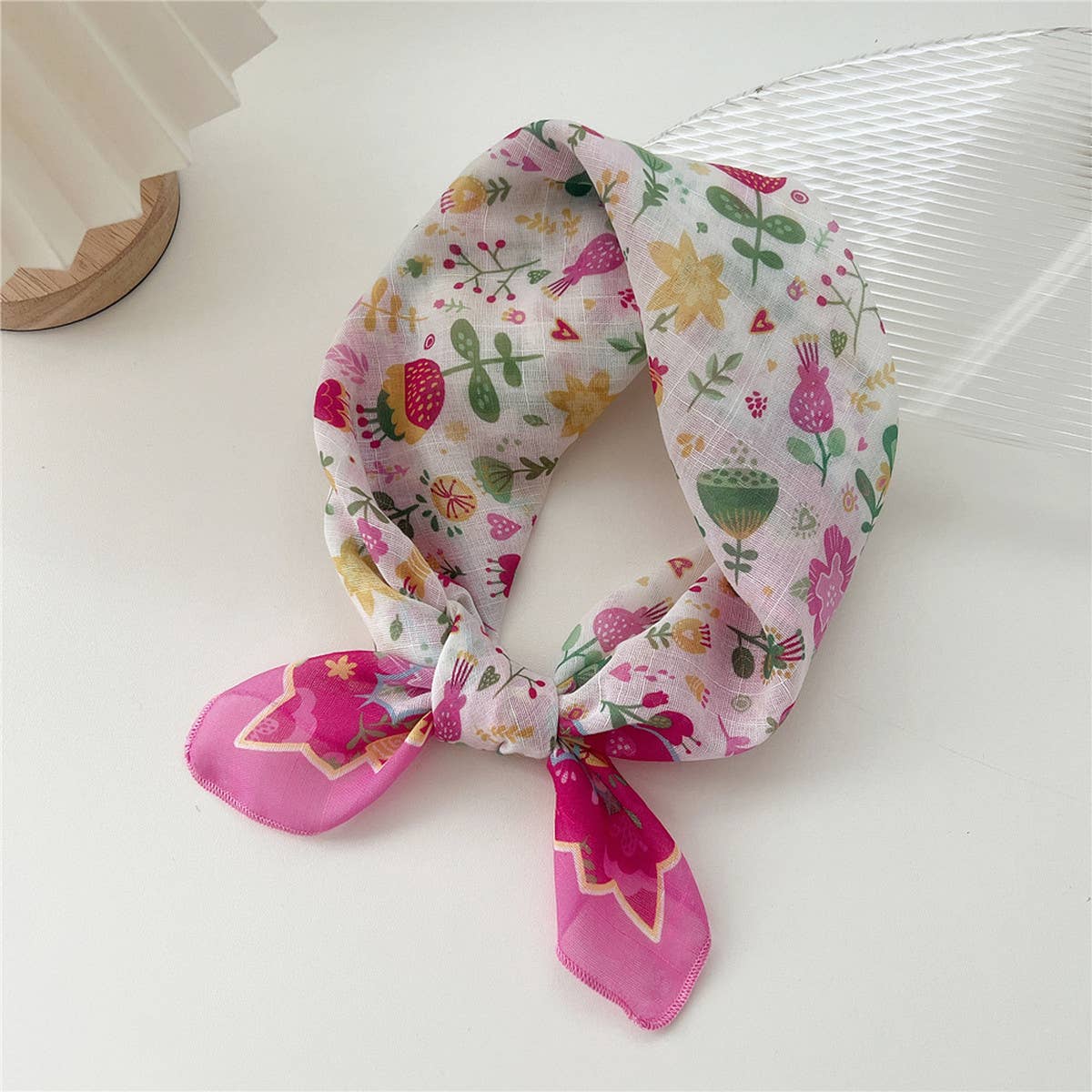 Cotton Linen Square Scarf - Breathable Neck Wrap