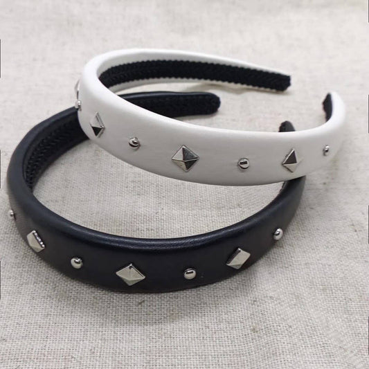 Metal Studded Punk Padded High Crown Headband