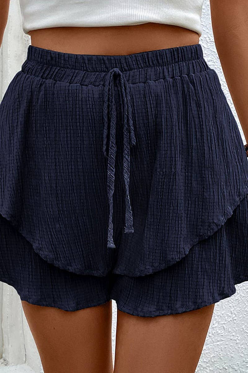 CWBSP0320_DOUBLE LAYERED ELASTIC WAIST SHORT PANTS