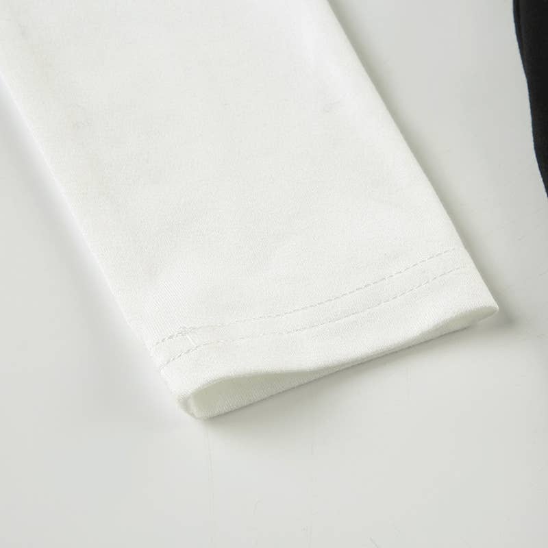 LETTER PRINT V-NECK KNITTED LONG SLEEVE T-SHIRT