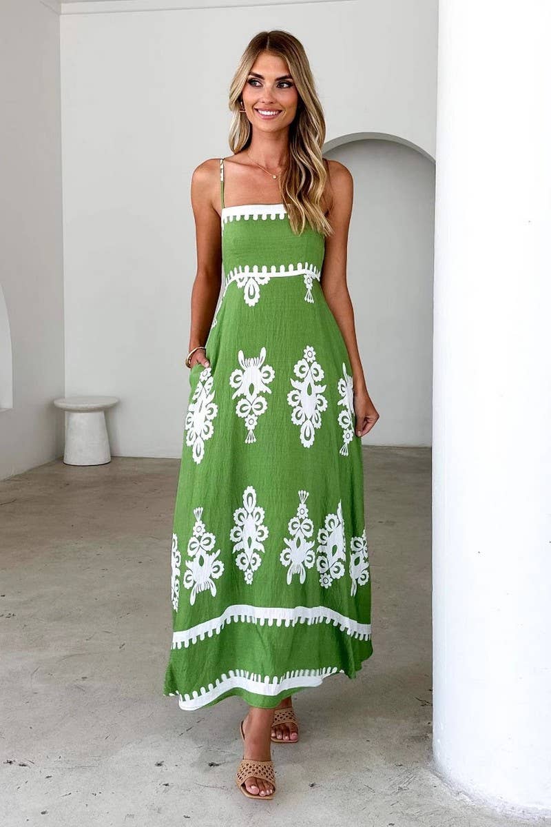 CWDHL1079_SUMMER TEMPERAMENT SLIM BACKLESS SUSPENDER SKIRT