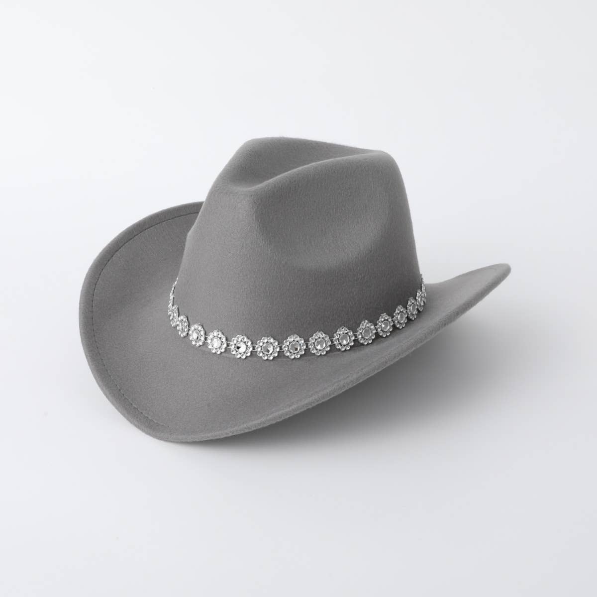 Sequin Spiral Brim Western Felt Fedora Hat_CWAH3634