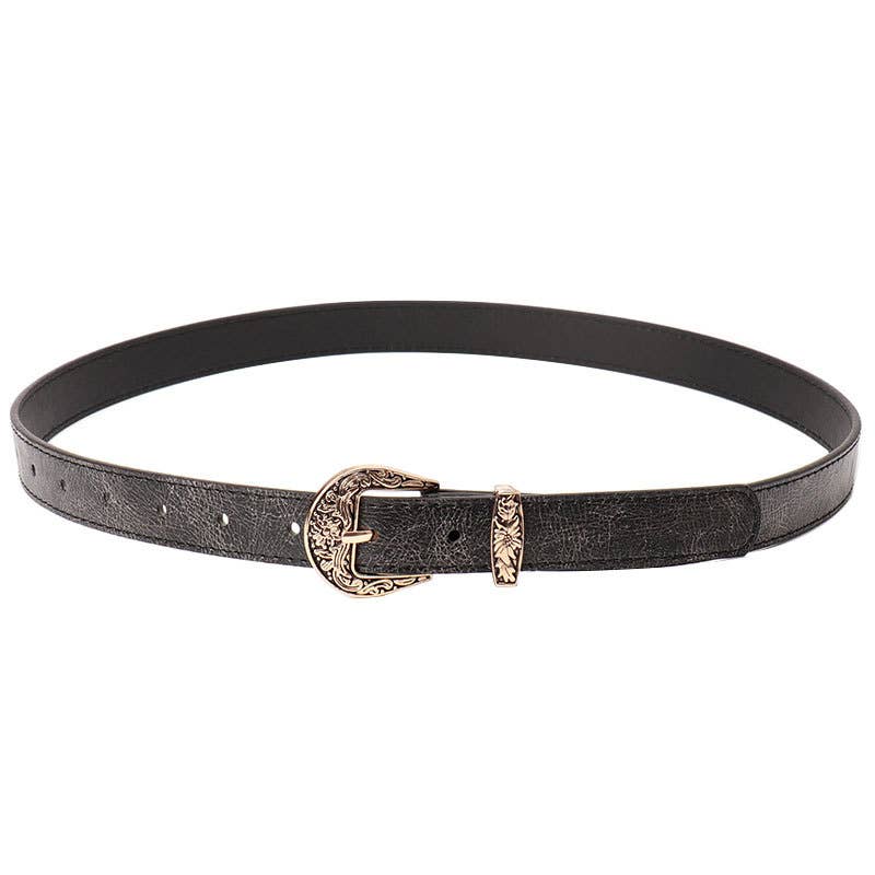 Fashionable versatile retro carved buckle belt