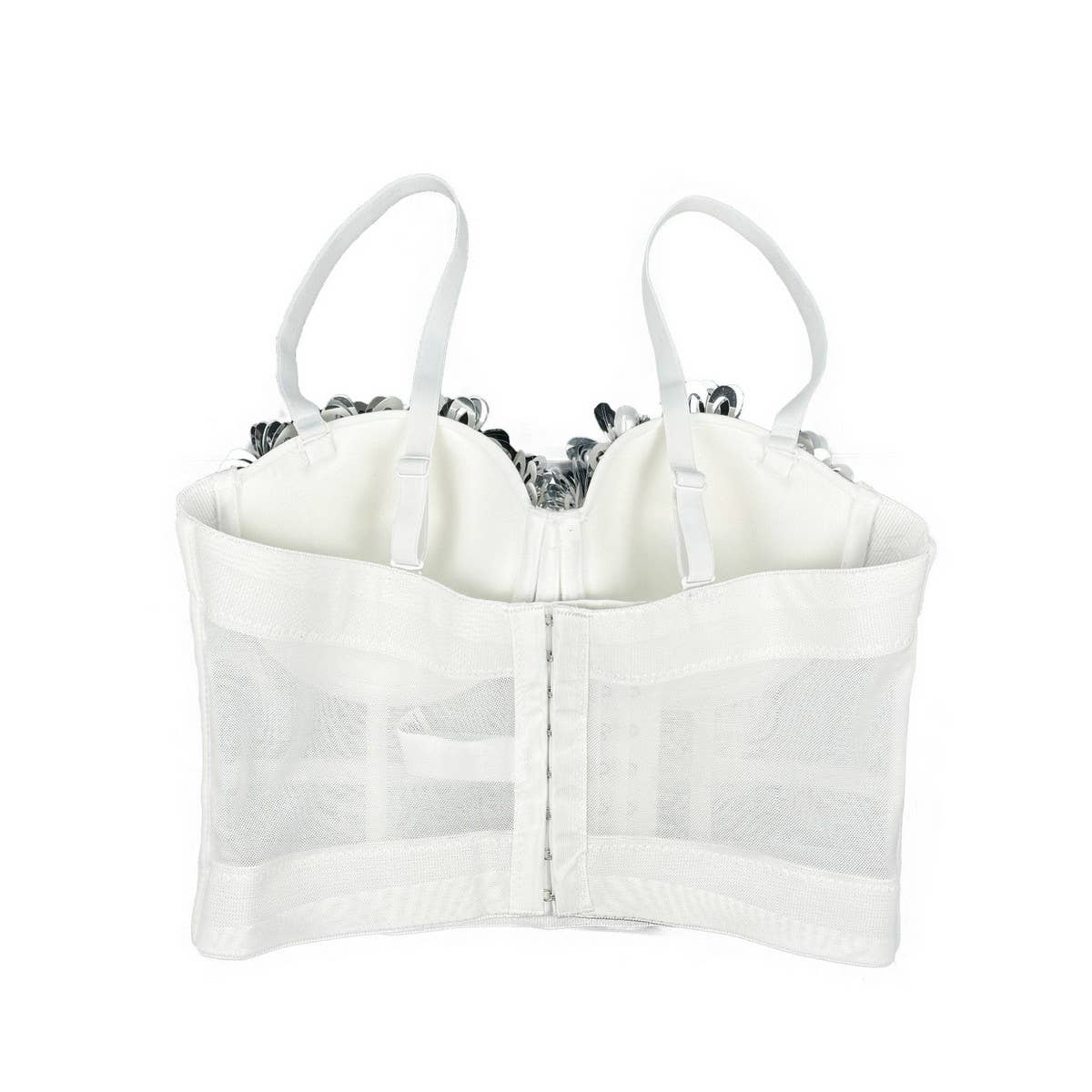 SEXY SEQUINED FLOWER HERRINGBONE CORSET