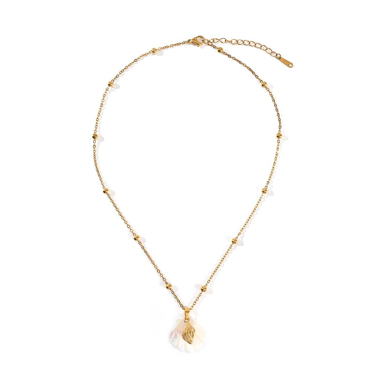 Summer Beach Steel Shell & Starfish Necklace_CWMM8862