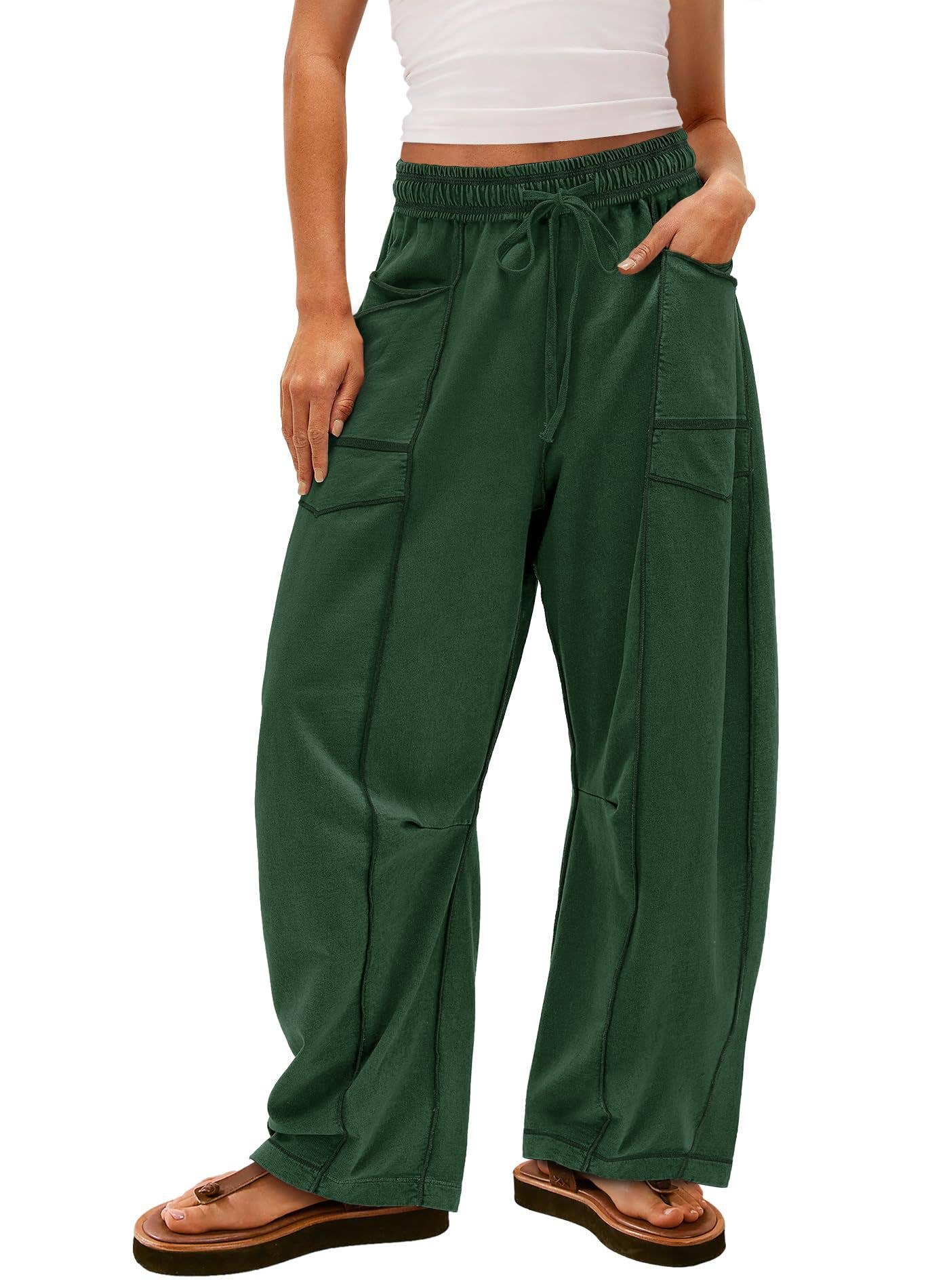 Casual stretched-waist drawstring sweatpants