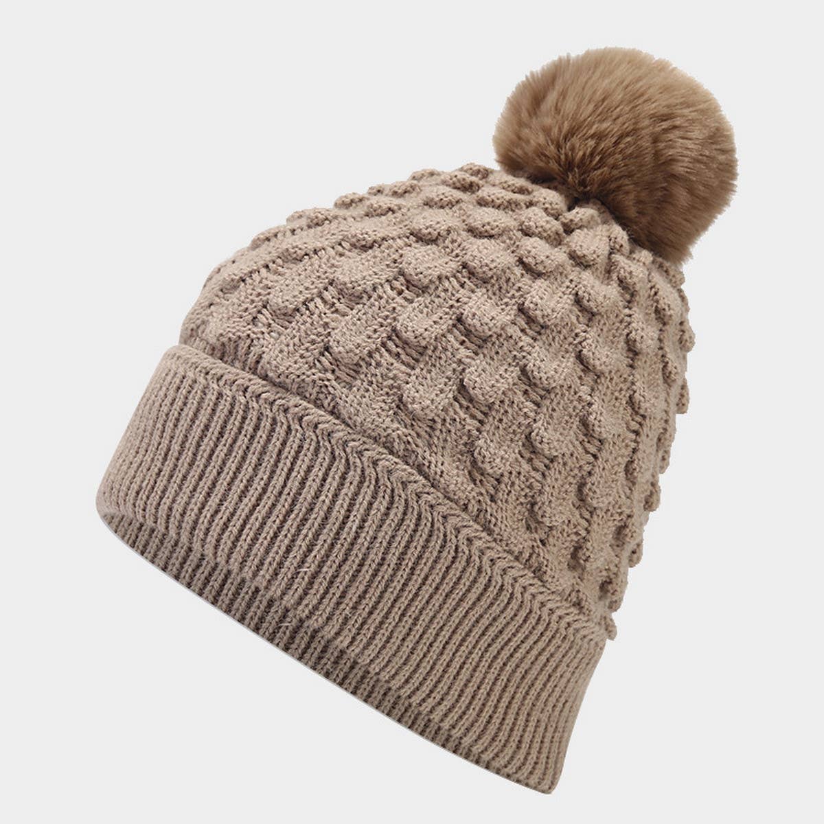 NEW PINEAPPLE PATTERN POM POM KNITTED HAT_CWAH1612