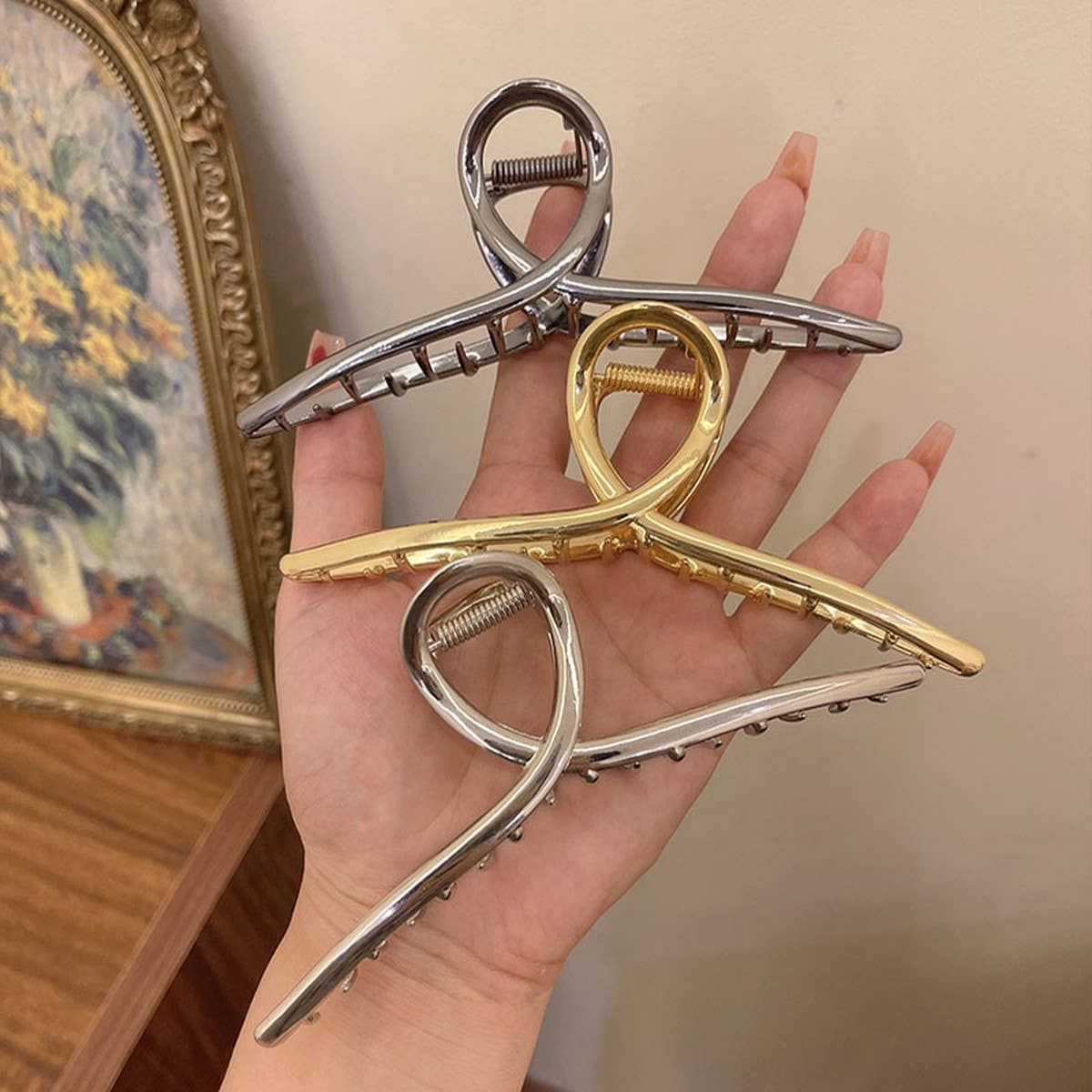 Oversized Metal Hair Claw ??13.5cm Minimalist Clip_CWAHA2375