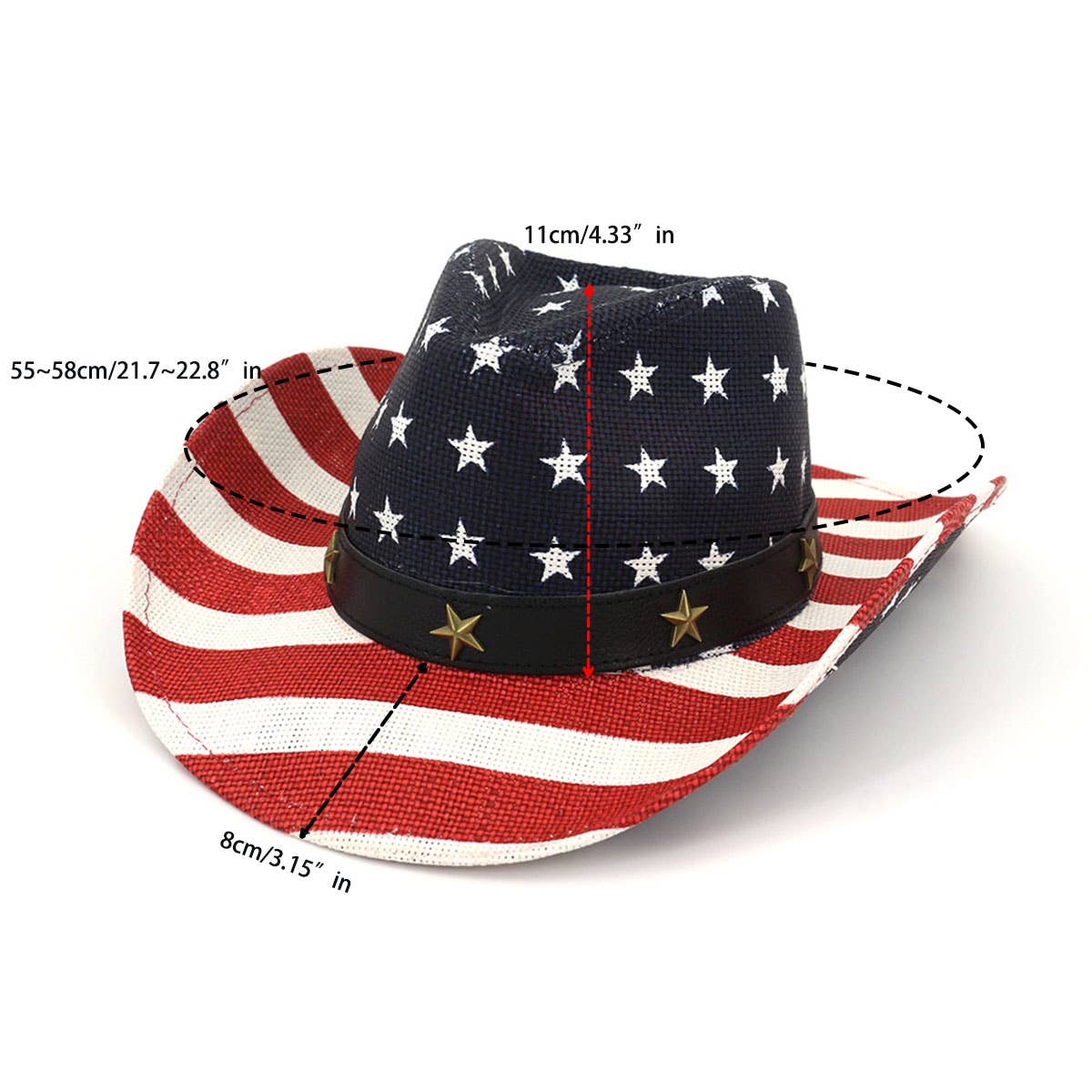 4th of July Vintage Cowboy Hat Woven Straw Unisex_CWAH1445