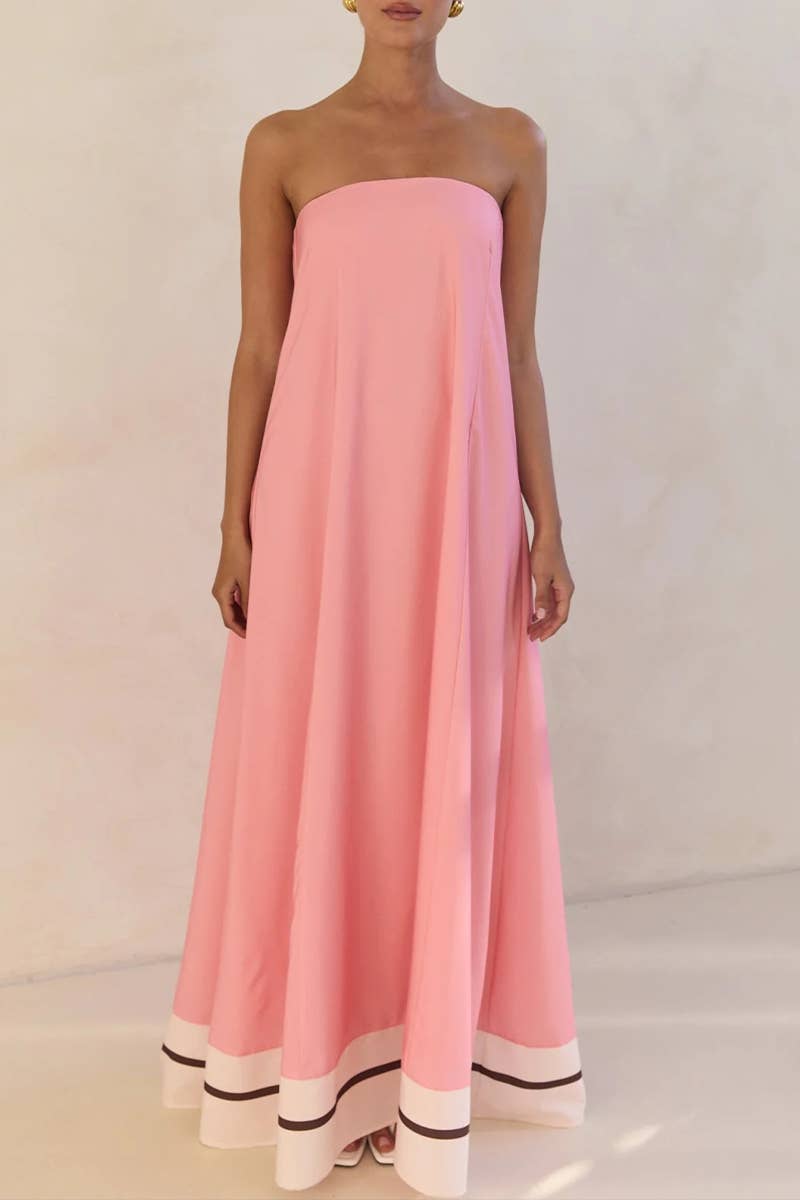 CWDMD5504_SUMMER SEXY STRAPLESS OFF-SHOULDER PRINTED DRESS