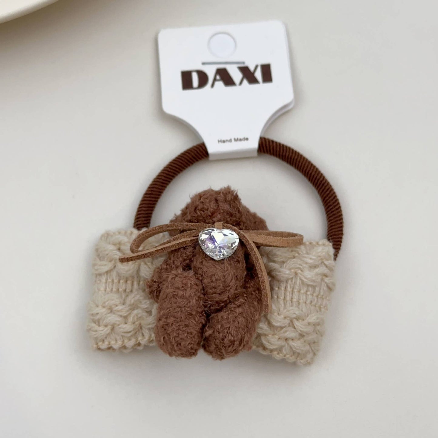 Bear bow hair accessories wool braided square clip