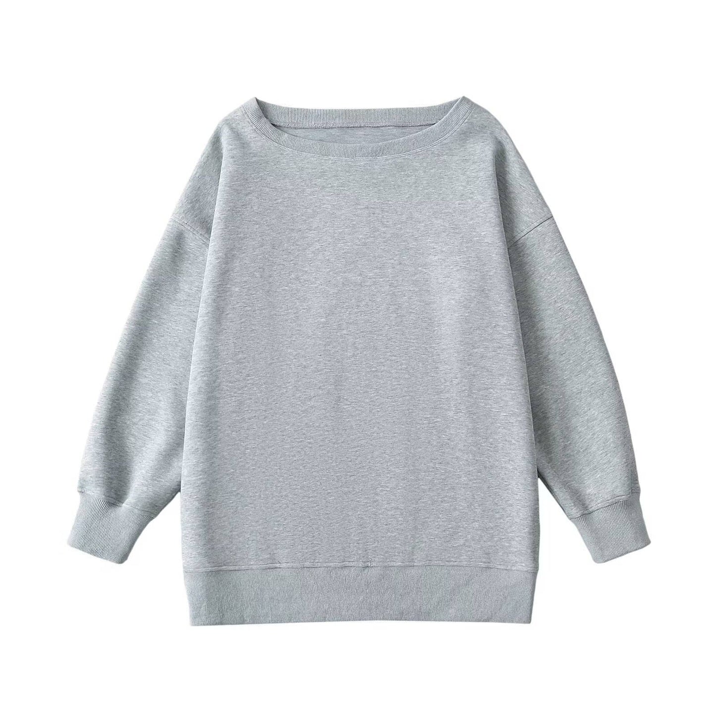 SLANT SHOULDER LOOSE OFF-THE-SHOULDER HOODIE