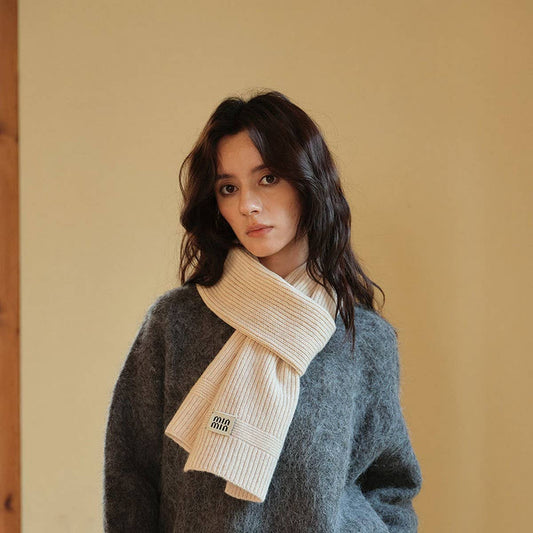 100% Wool Knitted Striped Scarf ??Soft & Warm_CWASC2305