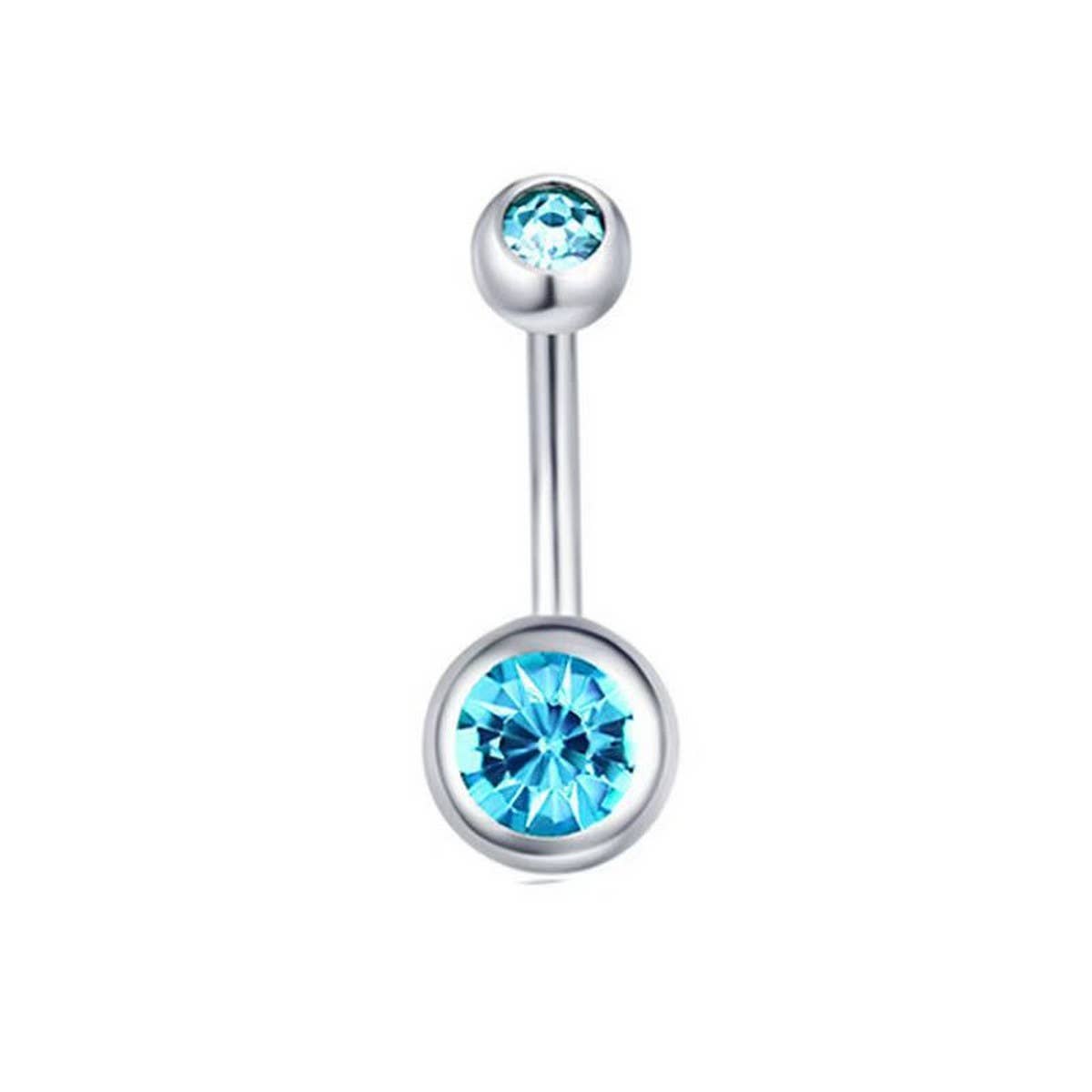 Double Gem Belly Button Ring ? Stainless Steel
