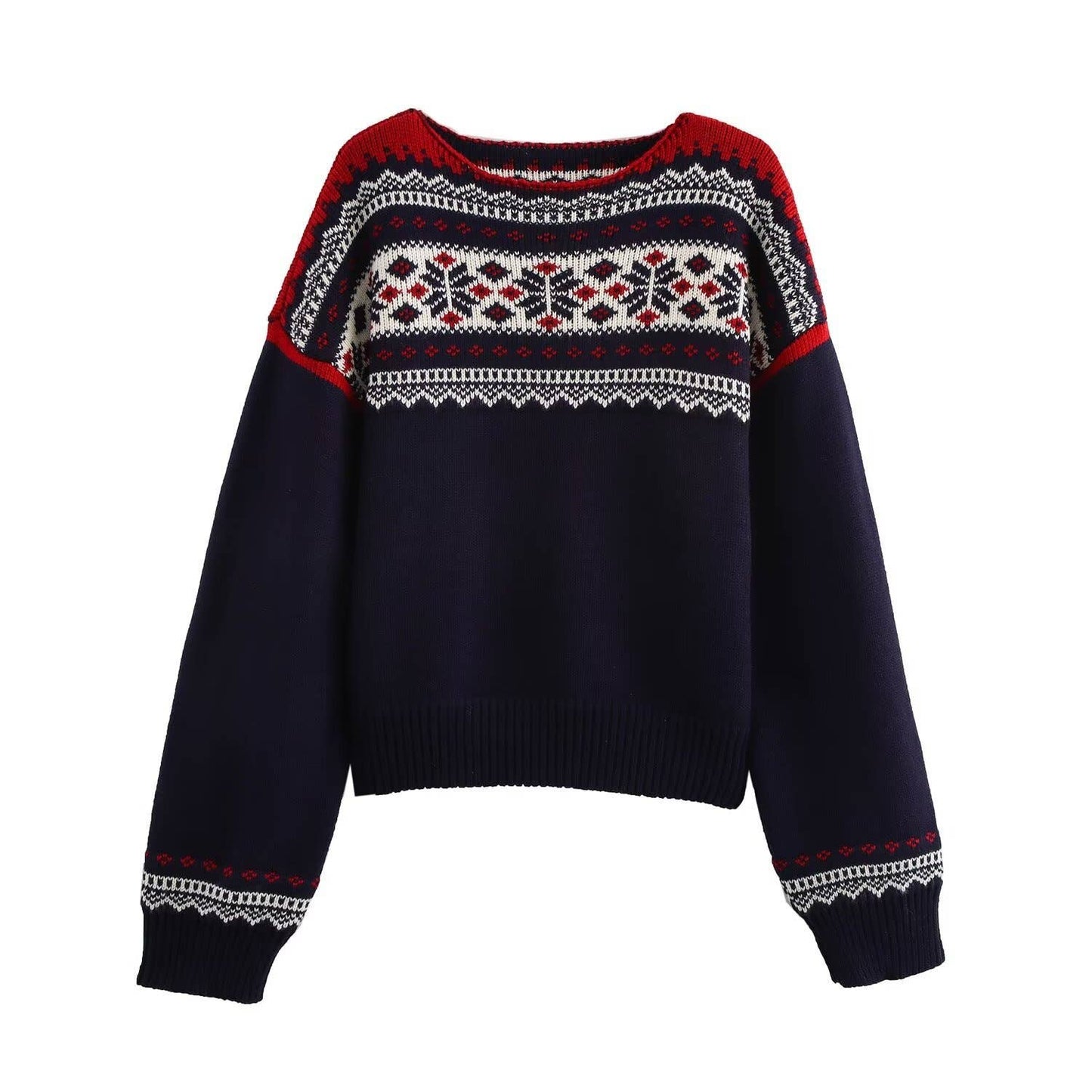 STYLISH BAGGY SLIMMING COLOR CONTRAST SWEATER