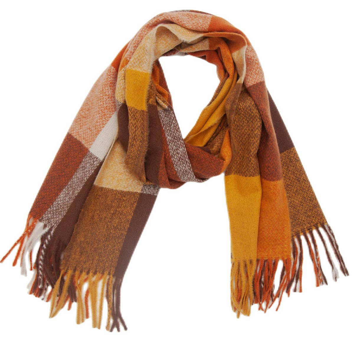 Rainbow Plaid Scarf - Thick Winter Tassel Wrap_CWASC0124